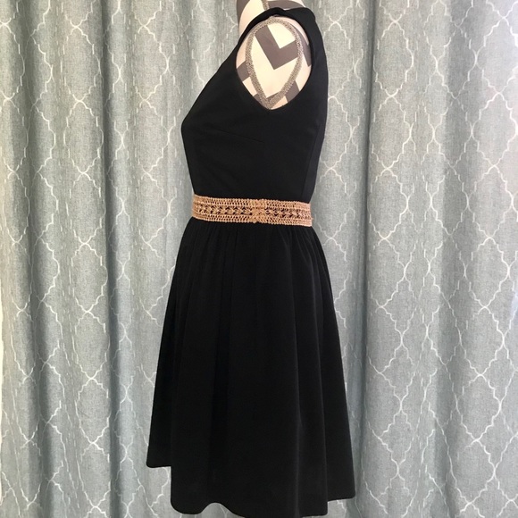 Lotus Grace Black Dress with Gold Waist Detail - Picture 3 of 8